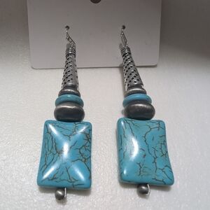 🛍️4 For $15🛍️ Vintage Turquoise Dangle Earrings with Textured Accents